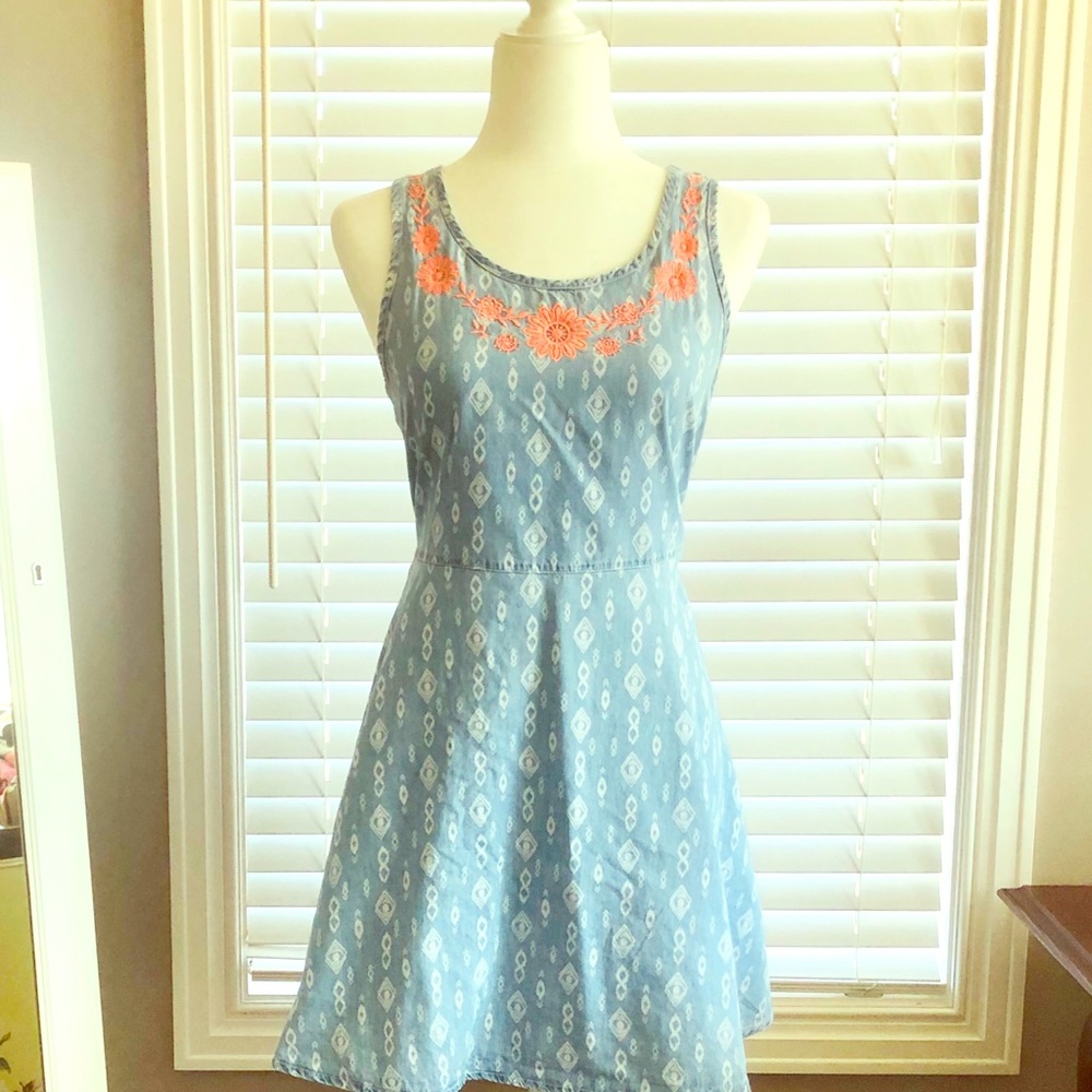 Denim Embroidery Dress